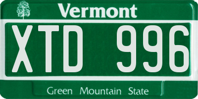 VT license plate XTD996