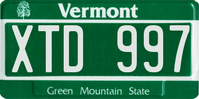 VT license plate XTD997