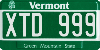 VT license plate XTD999