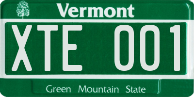 VT license plate XTE001