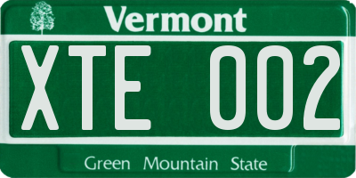 VT license plate XTE002