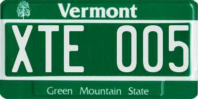 VT license plate XTE005