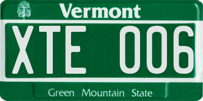 VT license plate XTE006