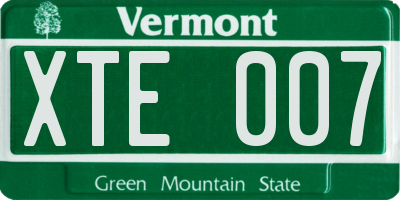 VT license plate XTE007