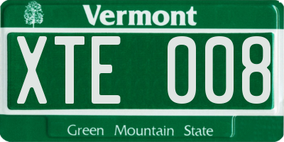 VT license plate XTE008