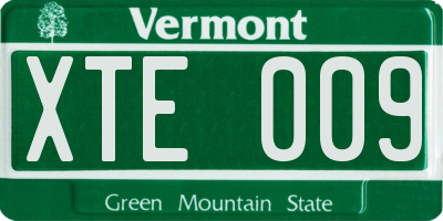 VT license plate XTE009