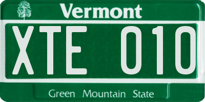 VT license plate XTE010