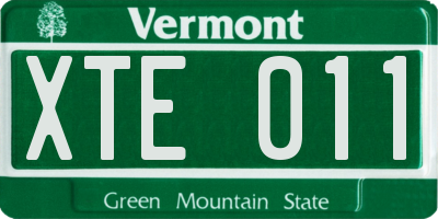 VT license plate XTE011