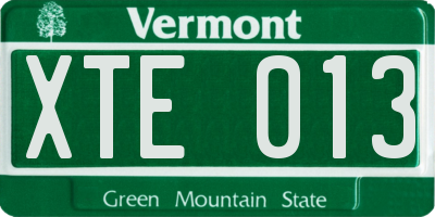VT license plate XTE013