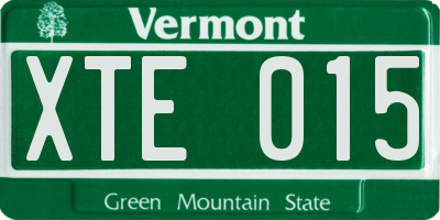 VT license plate XTE015