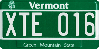 VT license plate XTE016