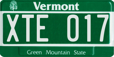 VT license plate XTE017