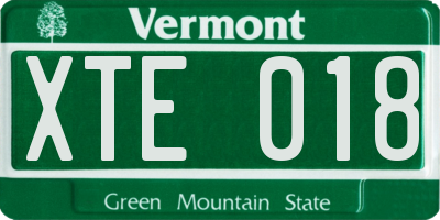 VT license plate XTE018
