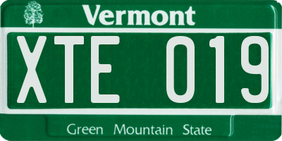 VT license plate XTE019