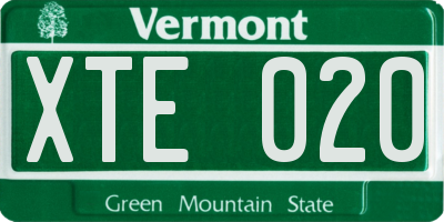 VT license plate XTE020