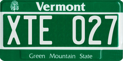 VT license plate XTE027