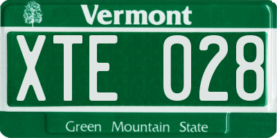 VT license plate XTE028