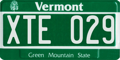 VT license plate XTE029