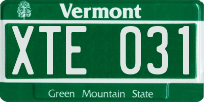 VT license plate XTE031