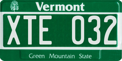 VT license plate XTE032