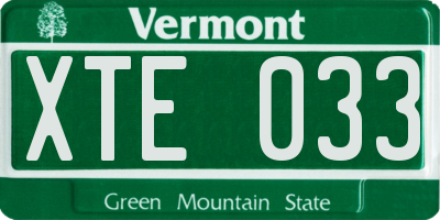 VT license plate XTE033