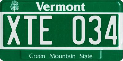 VT license plate XTE034
