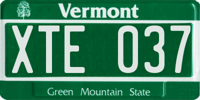 VT license plate XTE037