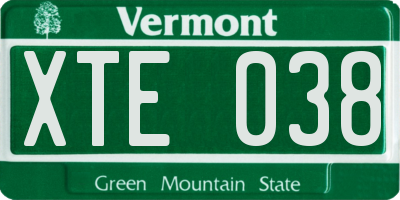 VT license plate XTE038