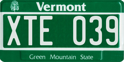 VT license plate XTE039