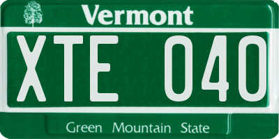 VT license plate XTE040