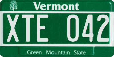 VT license plate XTE042