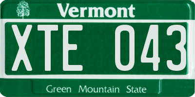 VT license plate XTE043