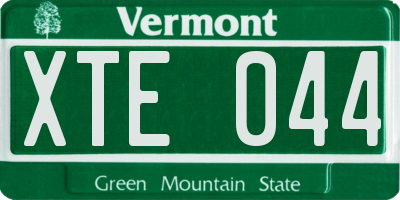 VT license plate XTE044