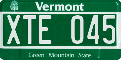 VT license plate XTE045
