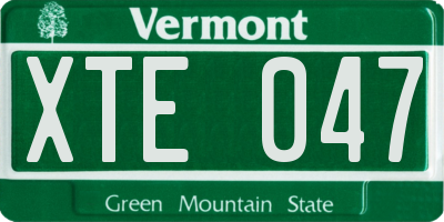 VT license plate XTE047