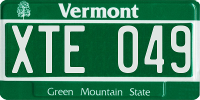VT license plate XTE049