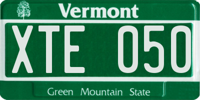 VT license plate XTE050