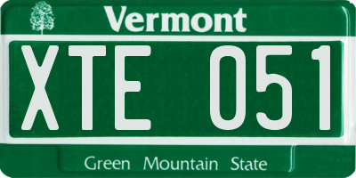 VT license plate XTE051