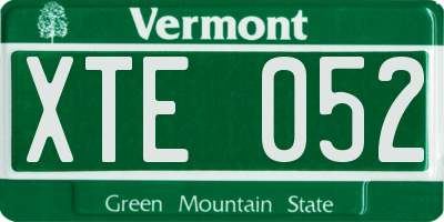 VT license plate XTE052