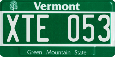 VT license plate XTE053