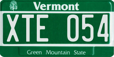 VT license plate XTE054
