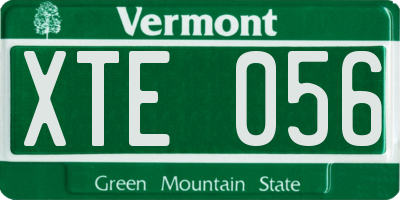 VT license plate XTE056