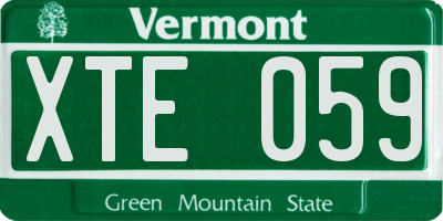 VT license plate XTE059