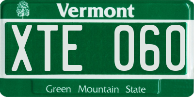 VT license plate XTE060