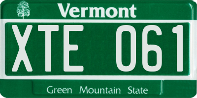VT license plate XTE061