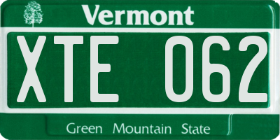 VT license plate XTE062