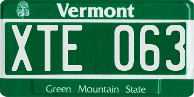 VT license plate XTE063