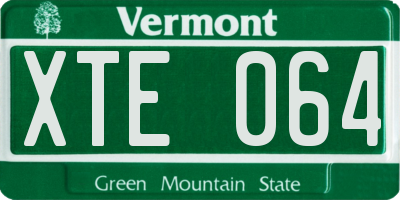 VT license plate XTE064