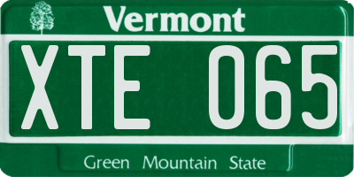 VT license plate XTE065