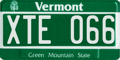 VT license plate XTE066